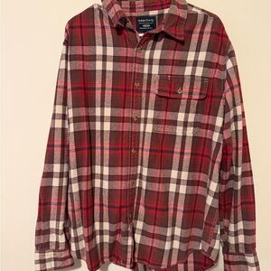 Smith's Men's Red Plaid Casual Button Down Shirt
